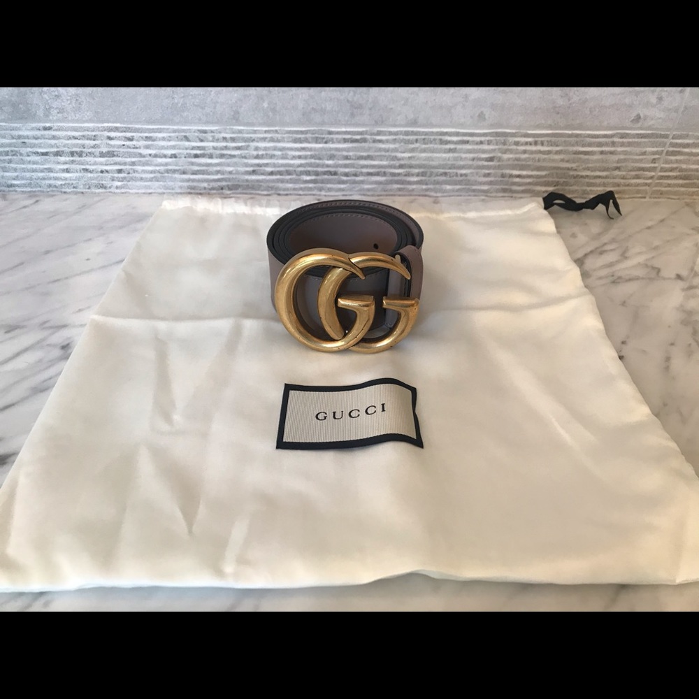 Authentic Gucci GG Logo Leather Belt